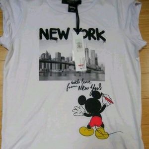 NWT Disney Sugarbird Mickey Mouse New York with Love White Women’s Shirt Size 12